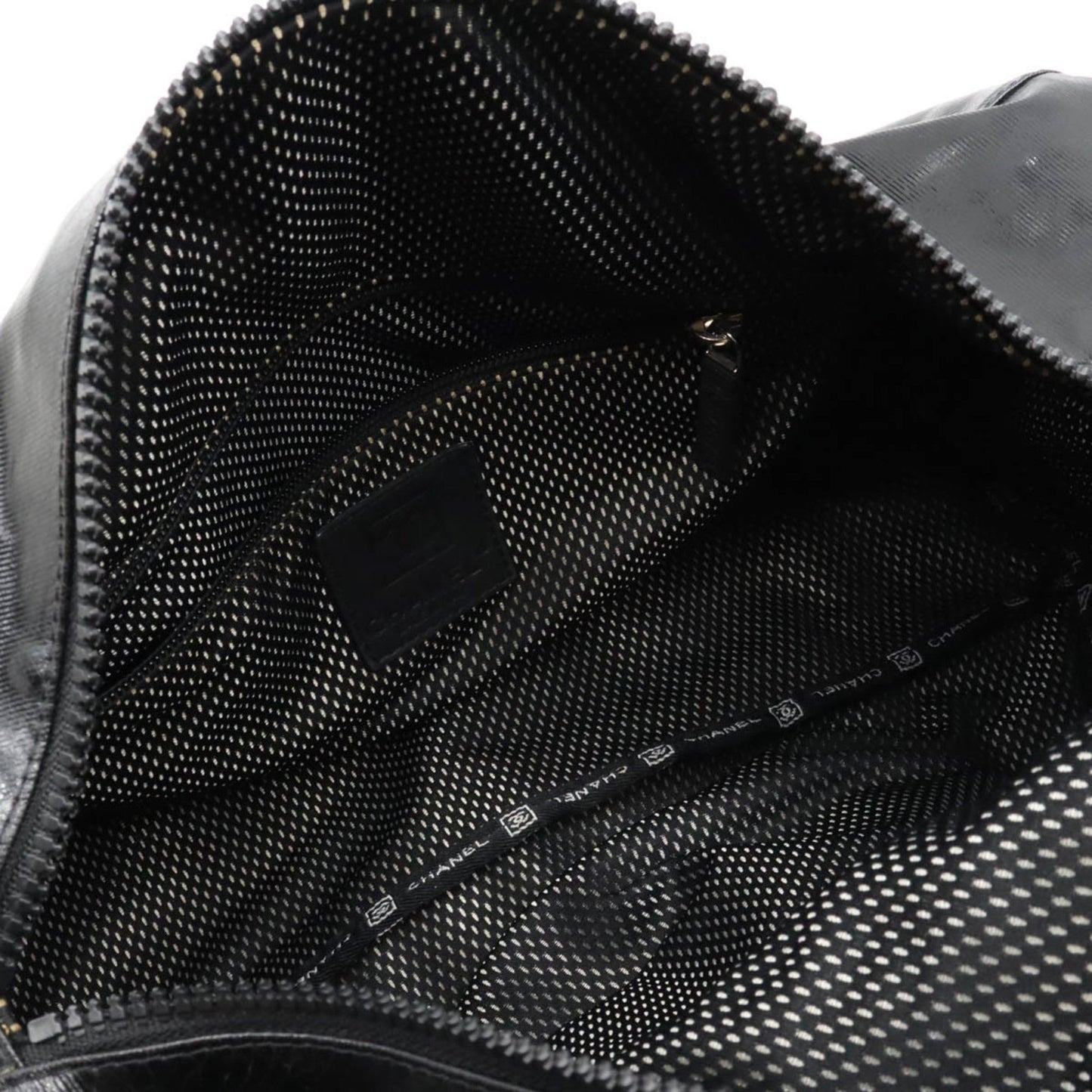 CHANEL Sports Line Coco Mark Shoulder Bag Boston Coated Canvas Black A35980