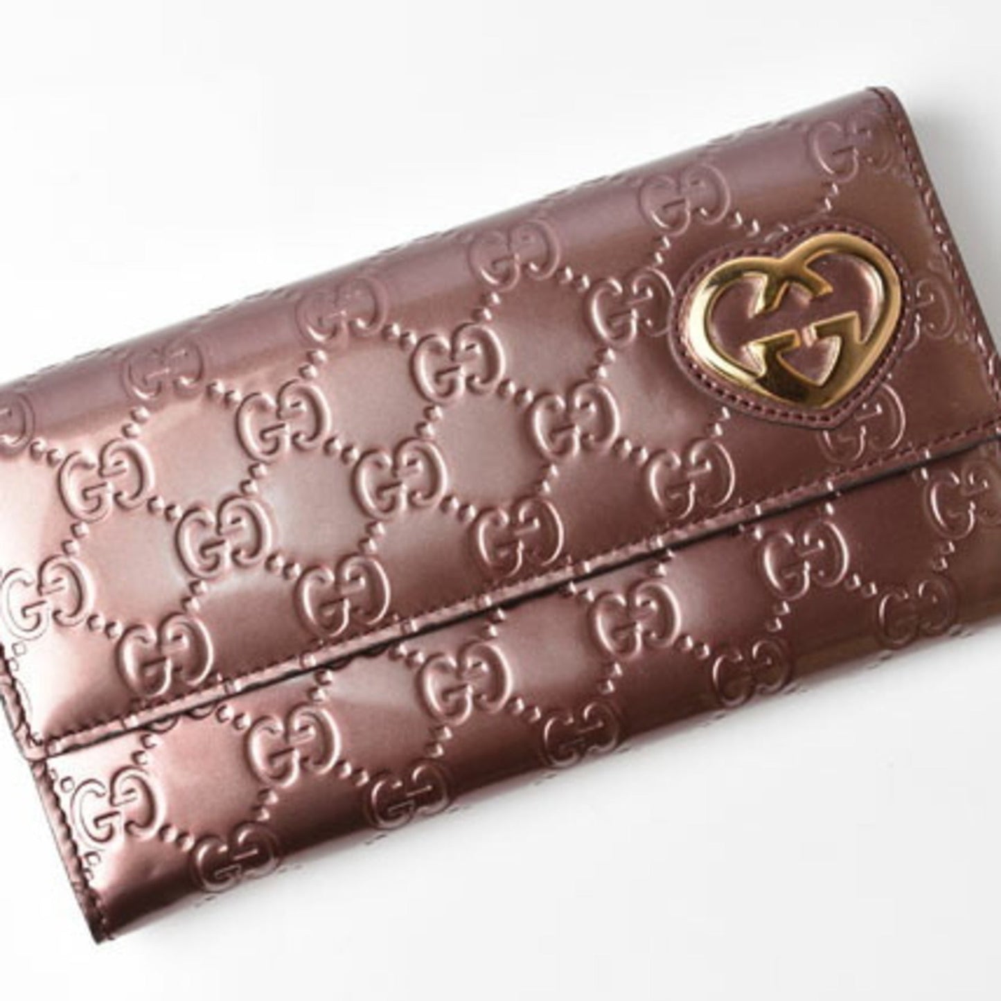 Gucci Burgundy Patent Leather Long Wallet (Bi-Fold)