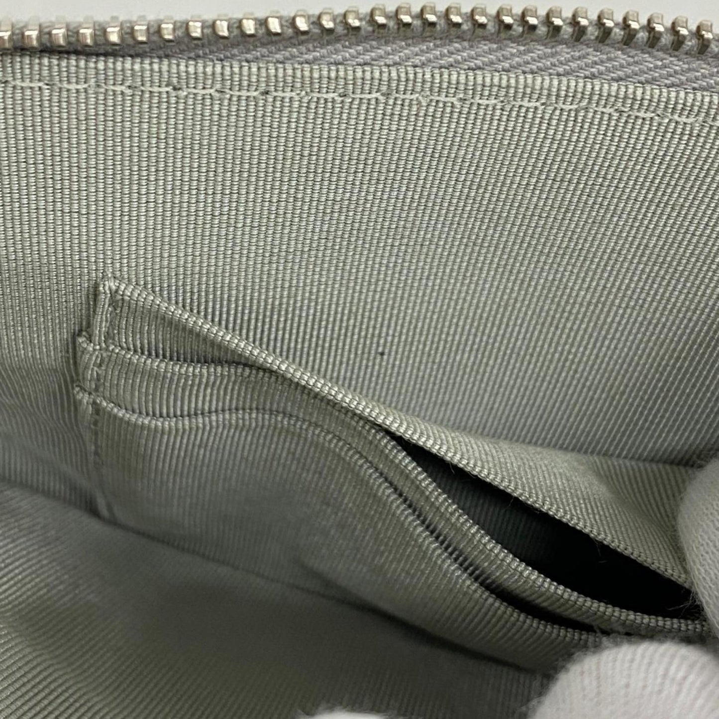 Chanel Shoulder Wallet V-Stitch Chain Coated Leather Grey Women's