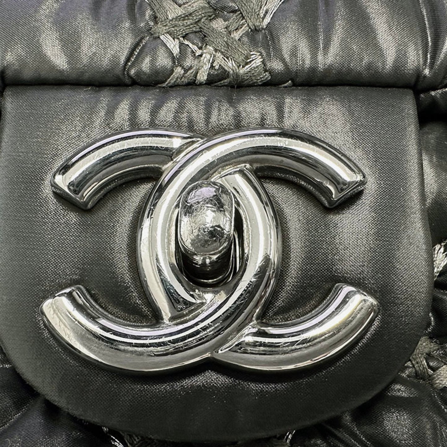 Chanel Parisian Shoulder Matelasse Bag Black A50629 Women's Nylon Chain CHANEL