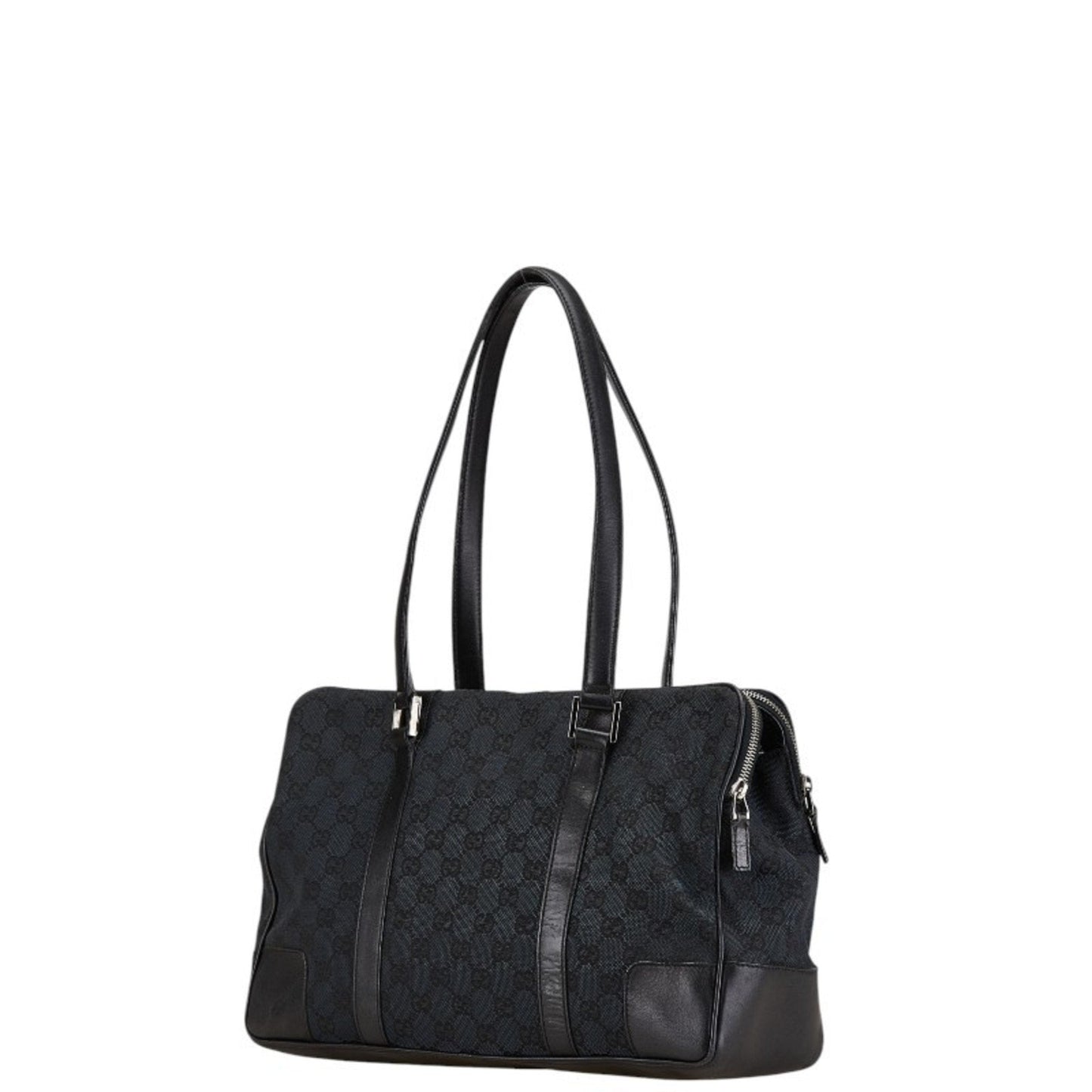 Gucci Black Canvas Leather Shoulder Bag Tote Bag