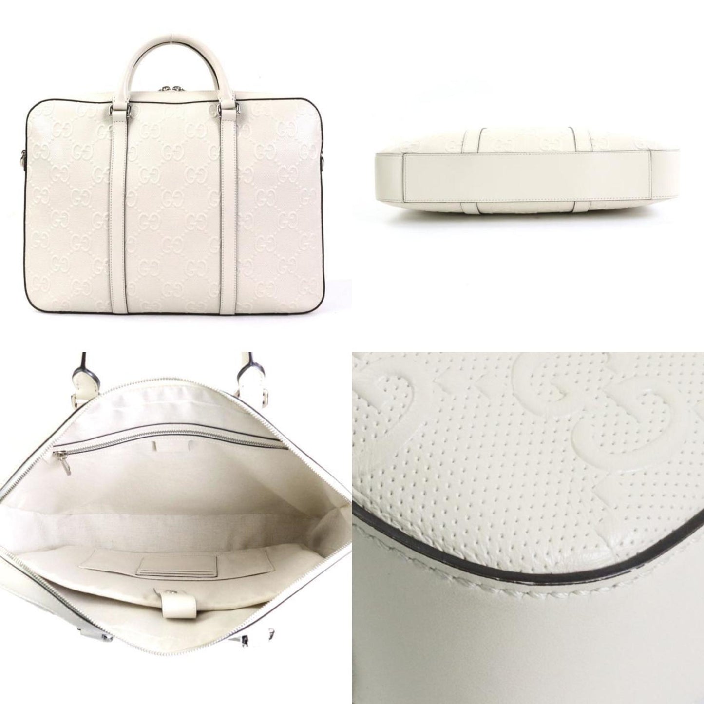 GUCCI Handbag Crossbody Shoulder Bag GG Pattern Leather Ivory Men's 658573