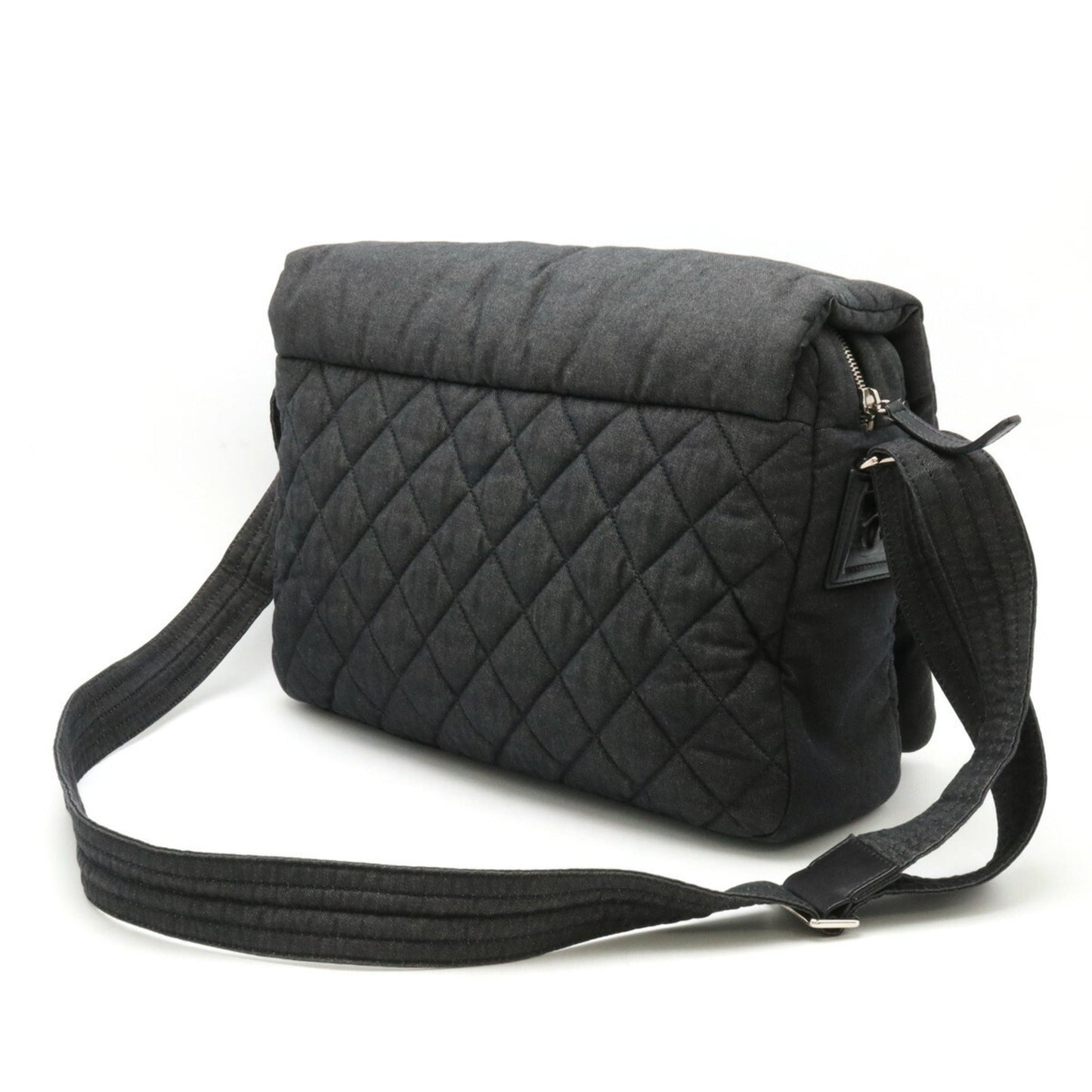 CHANEL Coco Cocoon Quilted Mark Shoulder Bag Denim Canvas Dark Gray 8617