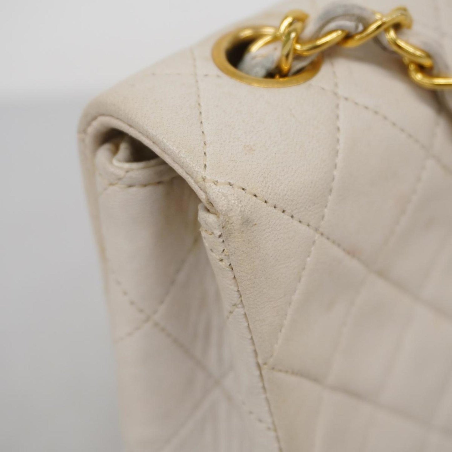 Chanel Shoulder Bag, Matelasse, Chain Shoulder, Lambskin, White, Women's