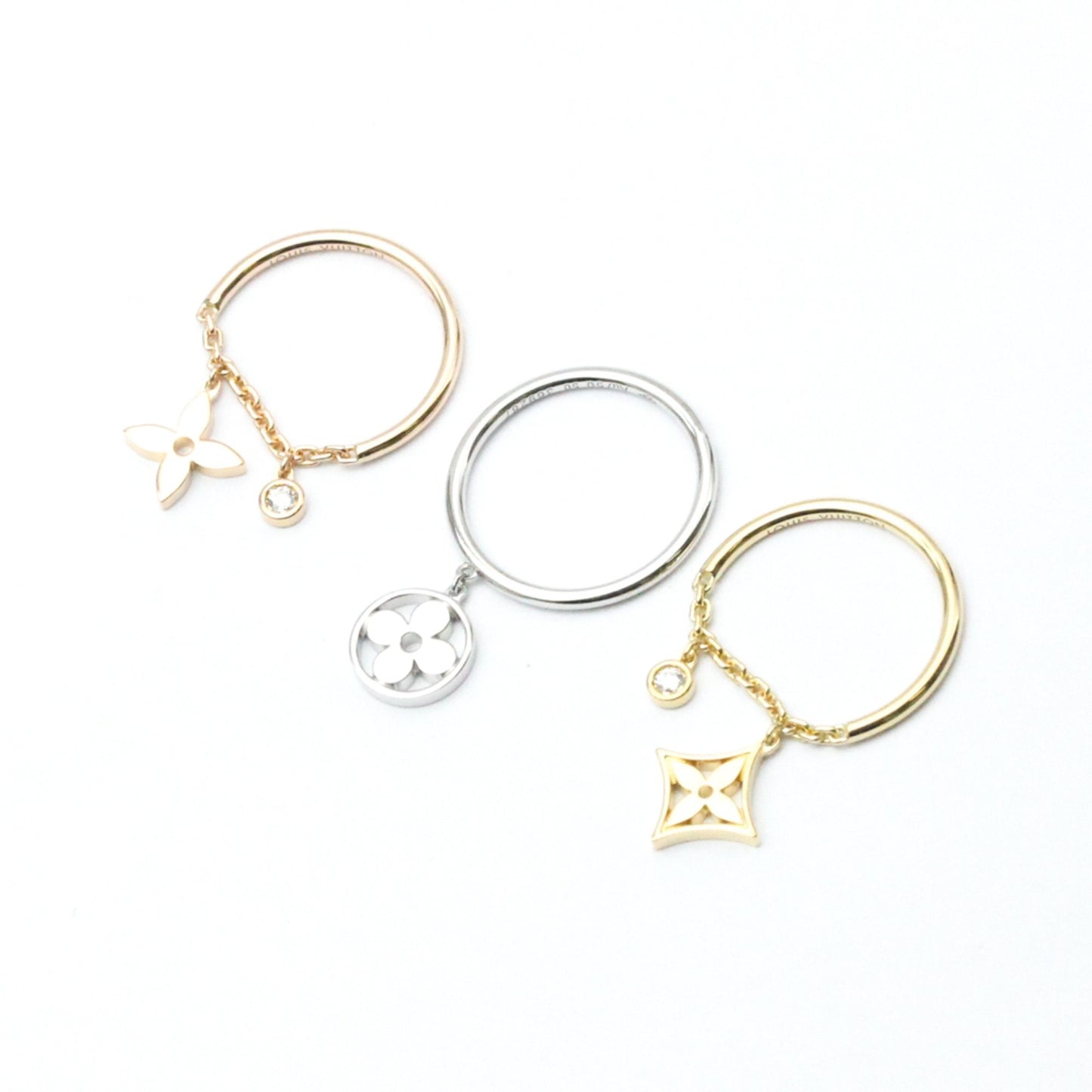 LOUIS VUITTON Monogram Idylle Pampille Ring Q9G99C Pink Gold [18K],White Gold [18K],Yellow Gold [18K] Fashion Diamond Band Ring Gold