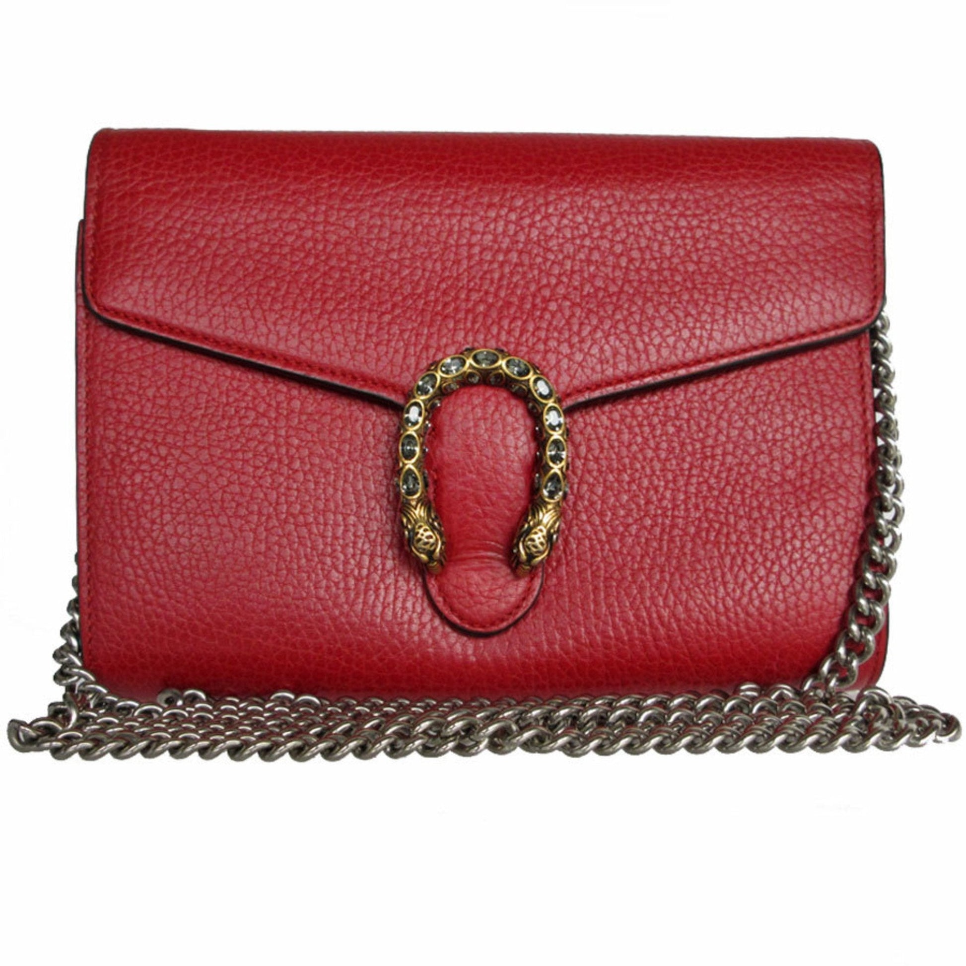 Gucci Red Color Leather Chain/Shoulder Wallet ()