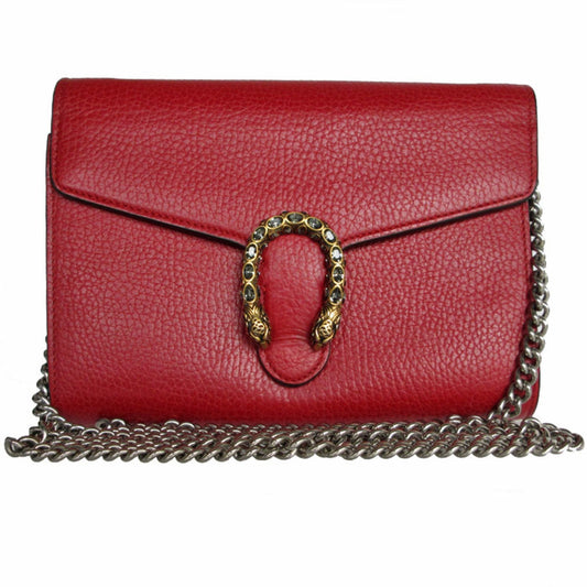 Gucci Red Color Leather Chain/Shoulder Wallet ()