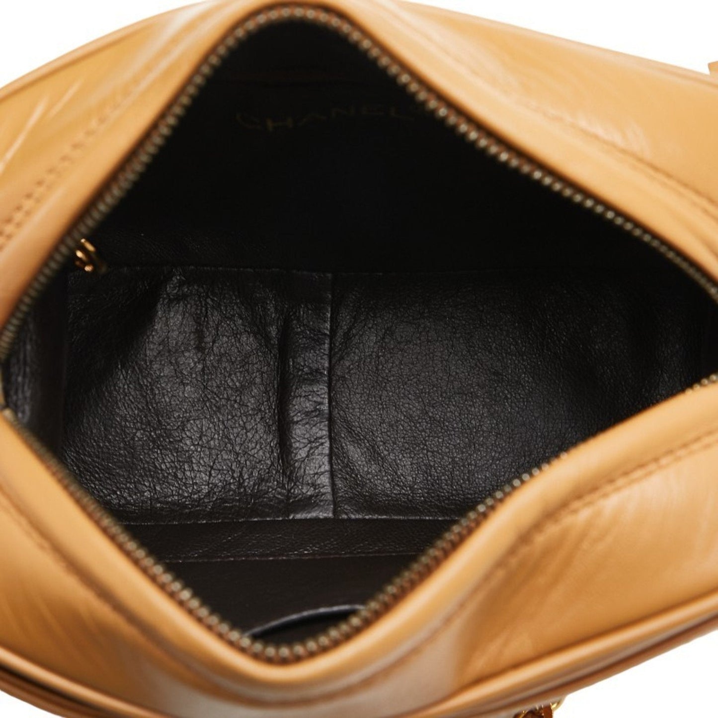 Chanel Triple Coco Mark Shoulder Bag Camel Brown Gold Leather Women's CHANEL