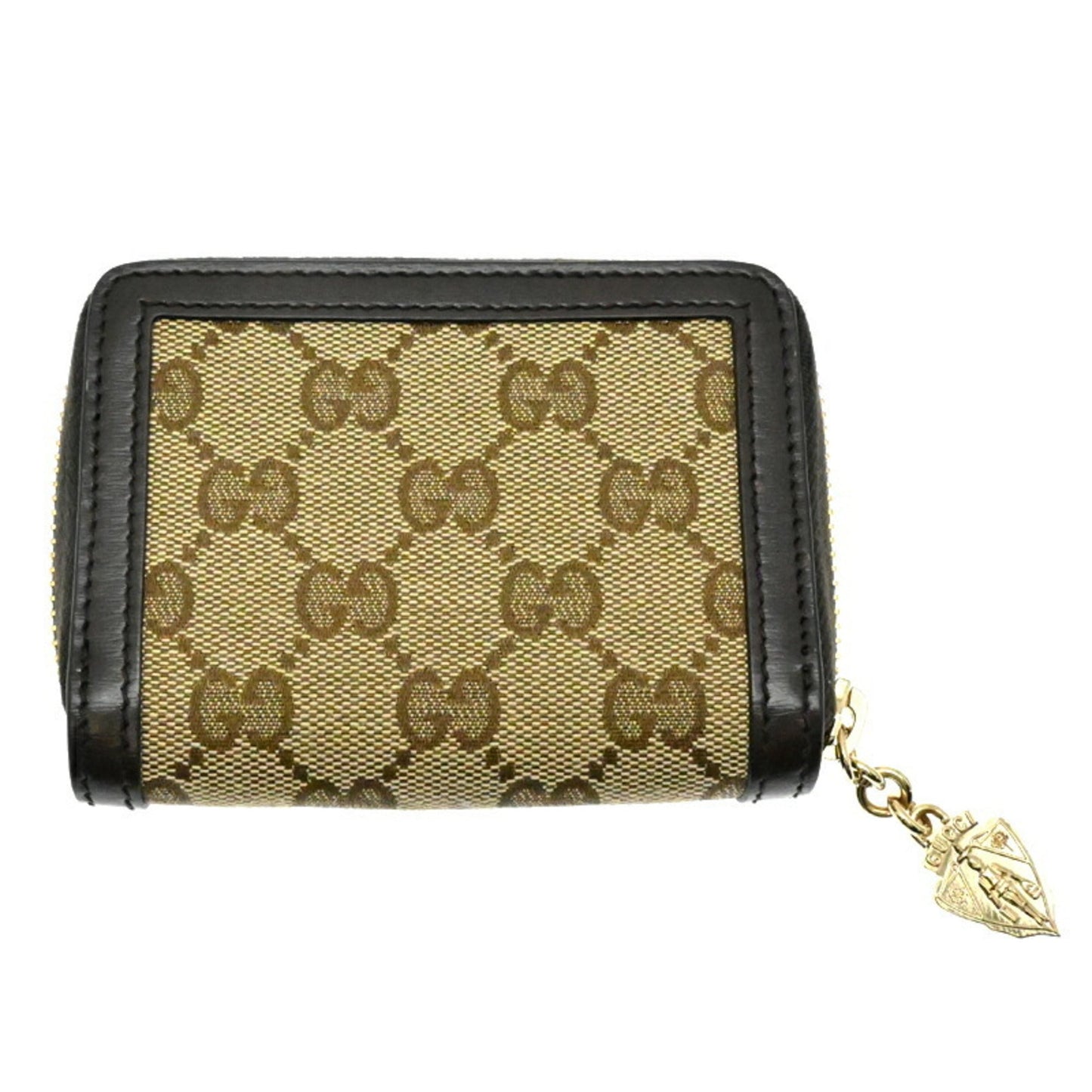 Gucci Beige Brown Leather Gg Canvas Coin Purse/Coin Case