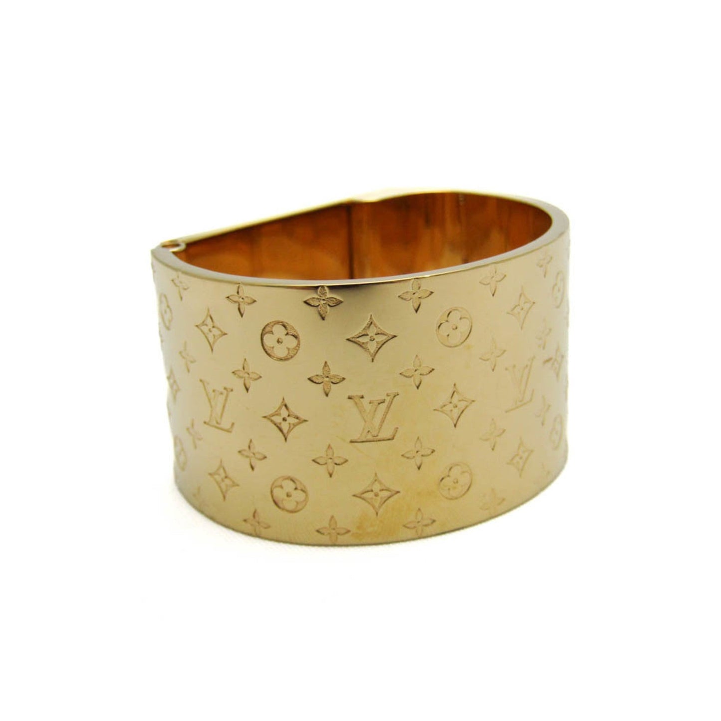 LOUIS VUITTON Metal Scarf Ring Gold Textile brooch nanogram M00226