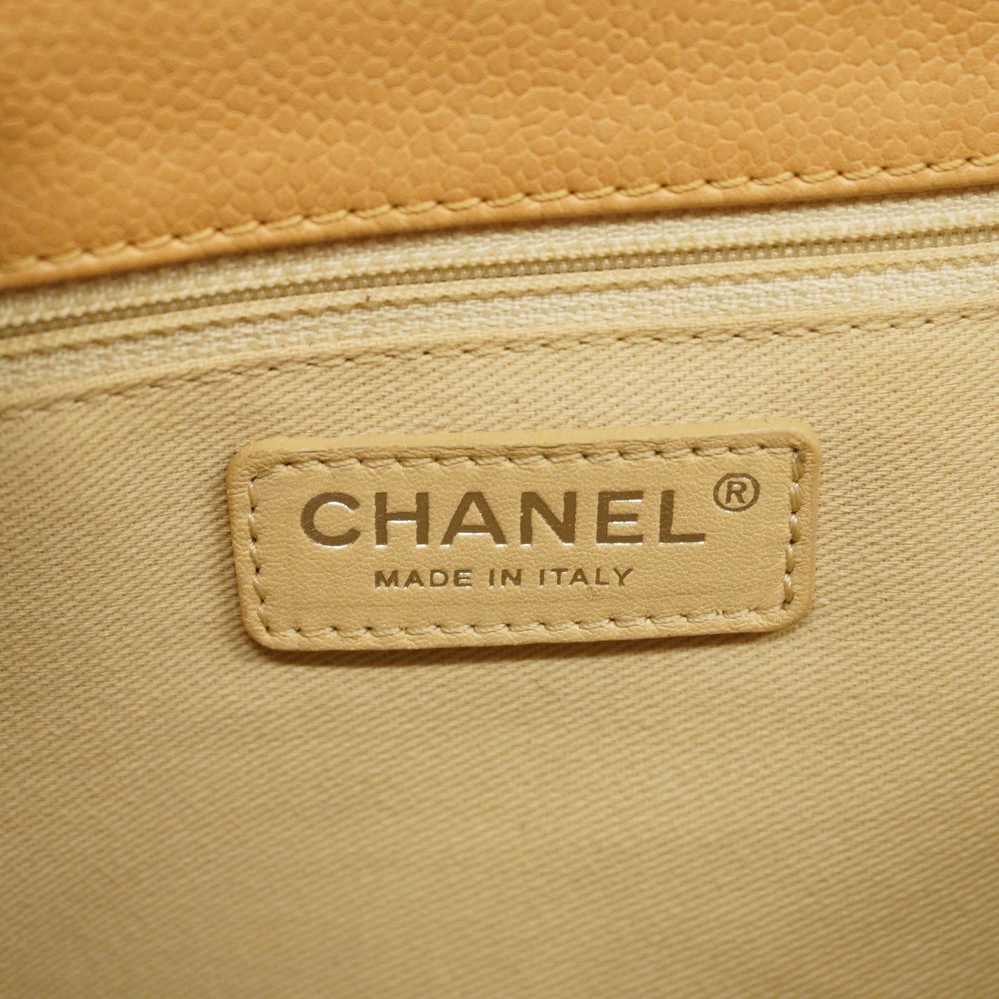 Chanel[3ca0361]   Tote Bag Matelasse Chain Shoulder Caviar Skin Beige Silver metal