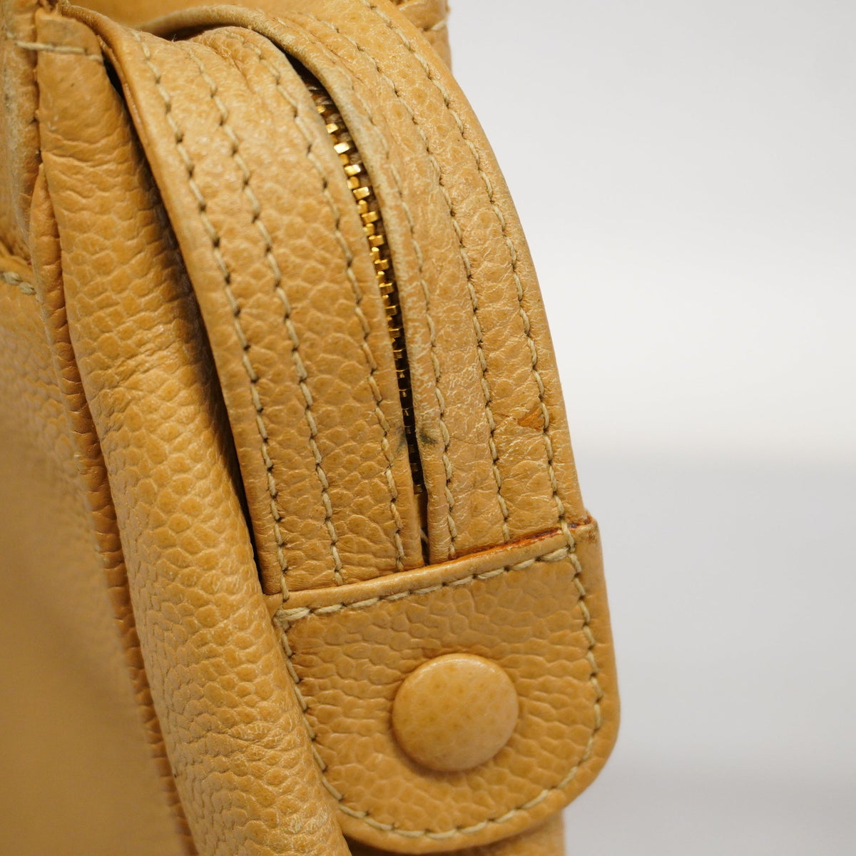ChanelAuth  Triple Coco Women's Caviar Leather Shoulder Bag Beige