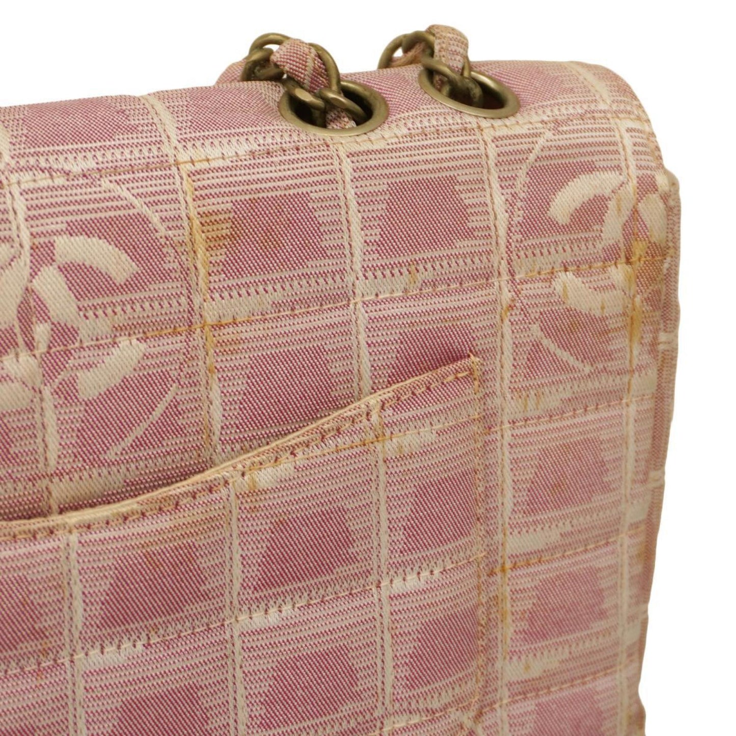 Chanel Shoulder Bag New Travel W Chain Nylon Pink Women's