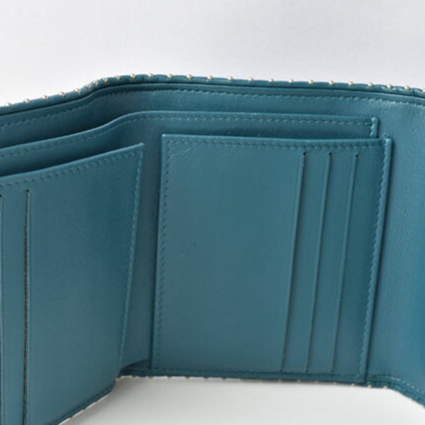 Chanel wallet  chevron studs turquoise blue