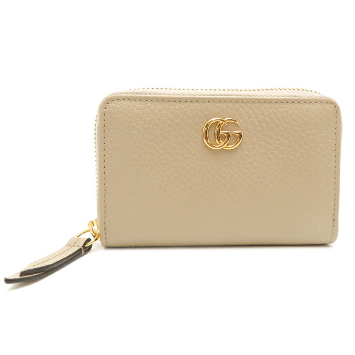 Gucci Double G Zip Around Women's Coin Case 644412 Leather Beige