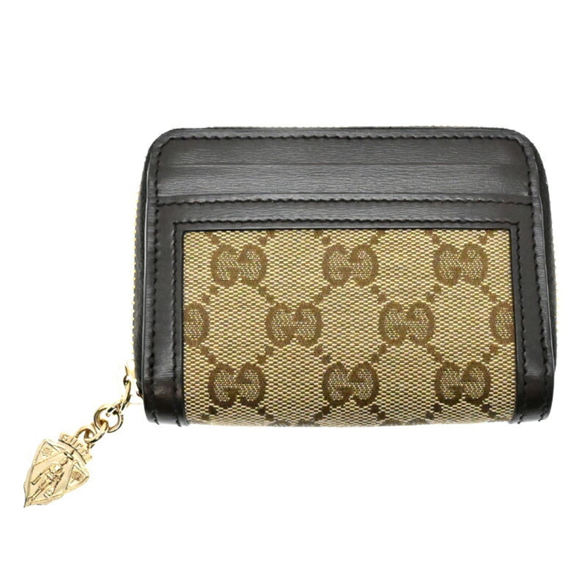 Gucci Beige Brown Leather Gg Canvas Coin Purse/Coin Case ()