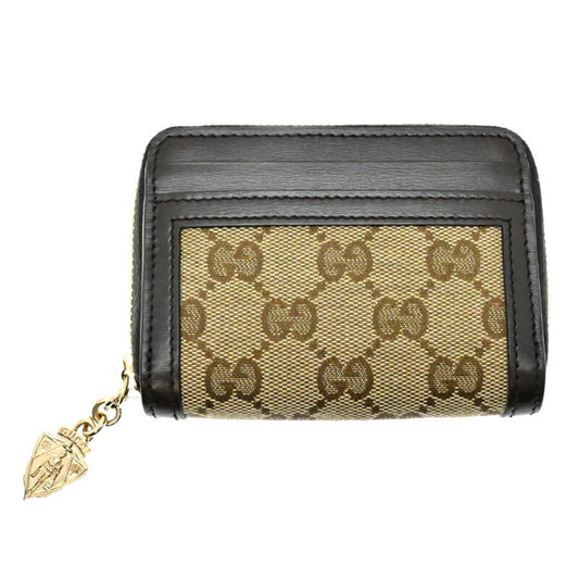 Gucci Beige Brown Leather Gg Canvas Coin Purse/Coin Case ()