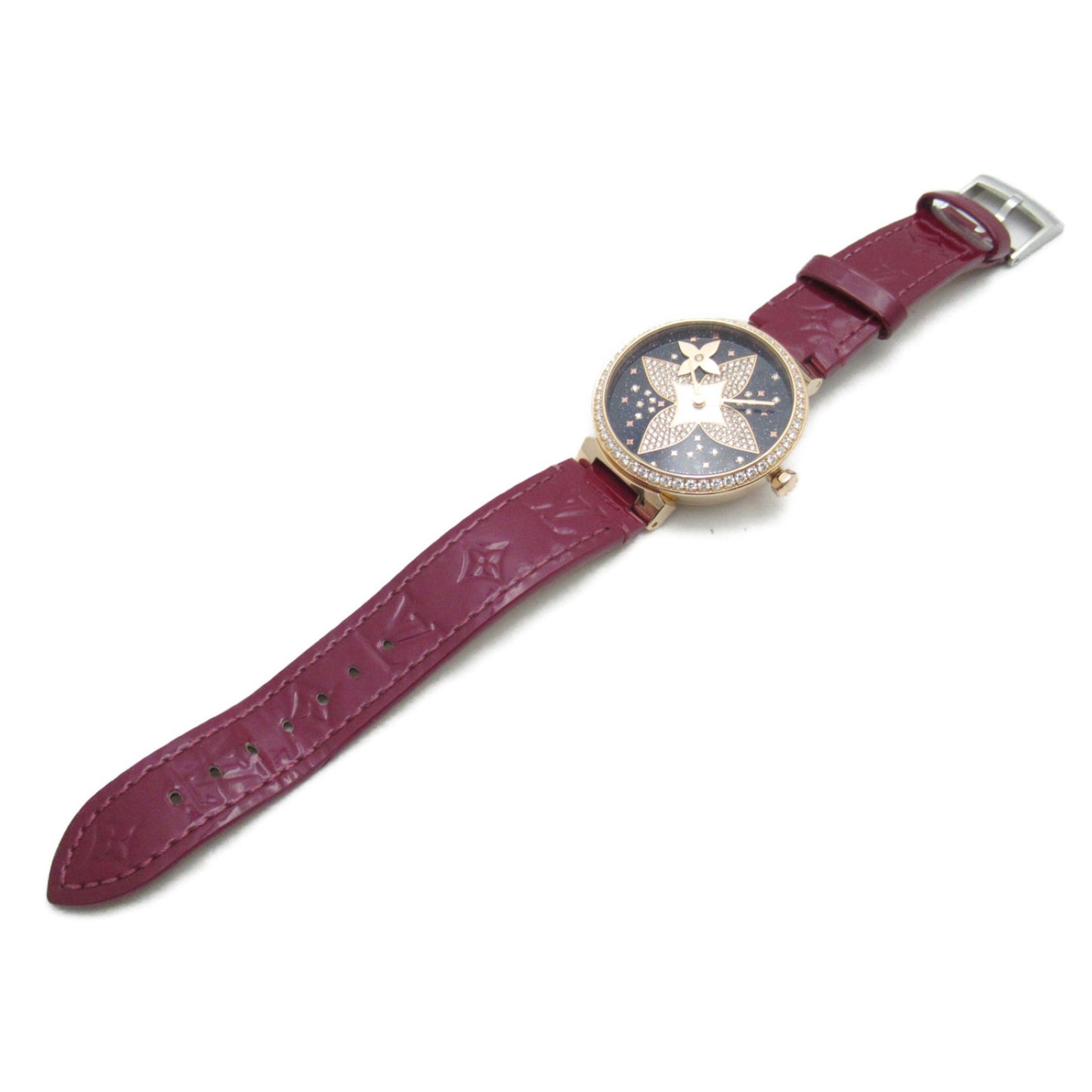 LOUIS VUITTON Tambour Slim Star Blossom MM Wrist Watch Wrist Watch Q1E02Z Mechanical Automatic Black K18PG[Rose Gol Q1E02Z