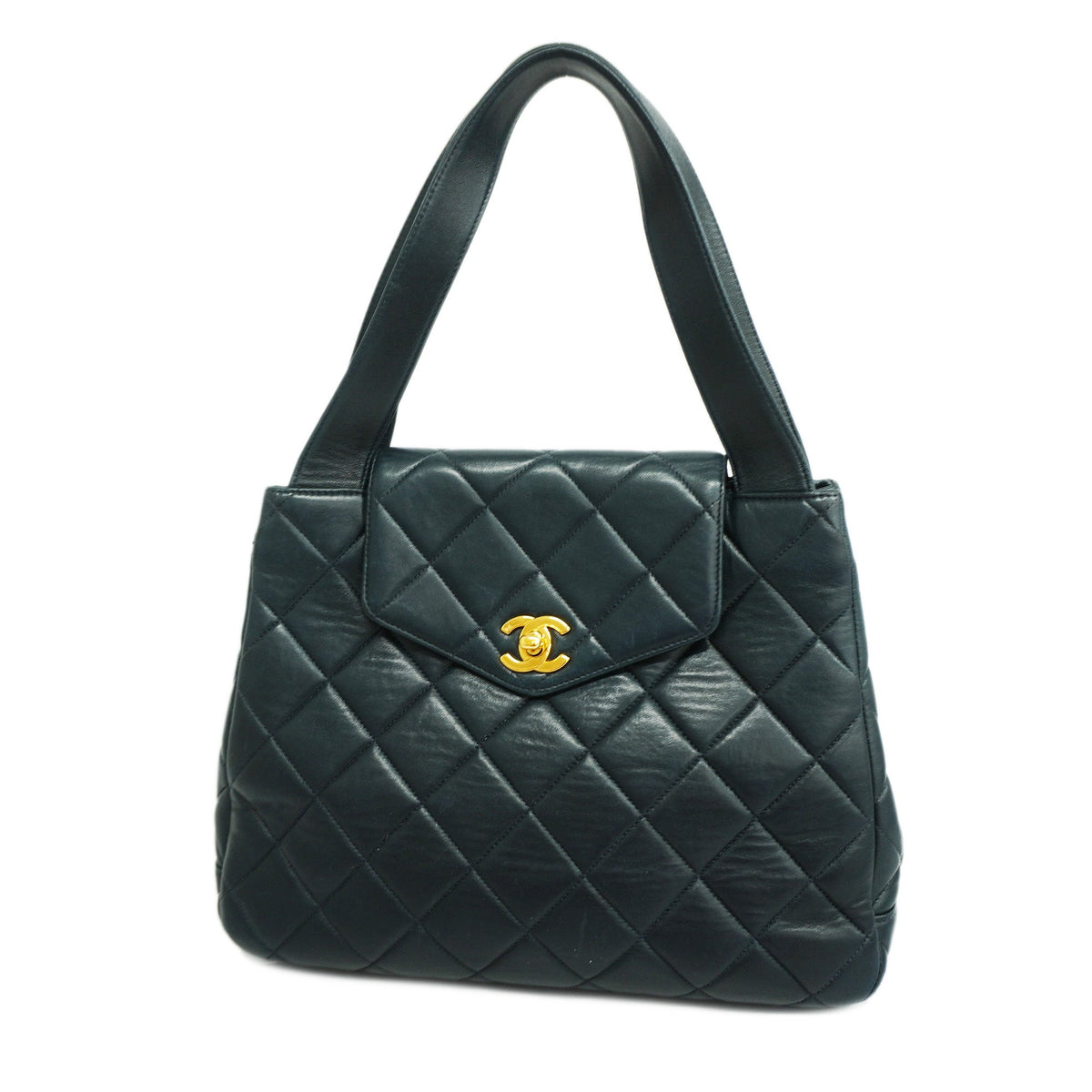 ChanelAuth  Matelasse HandBag Women's Leather HandBag Navy