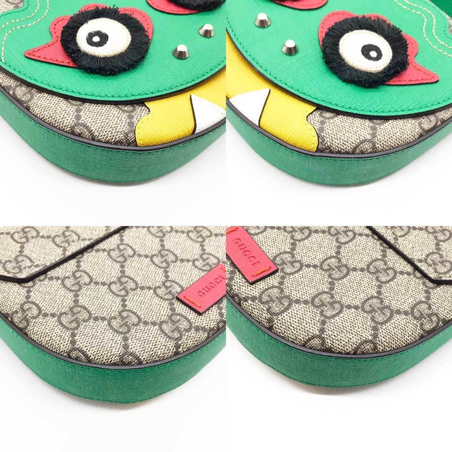 Gucci Beige Green Pvc Leather Shoulder Bag