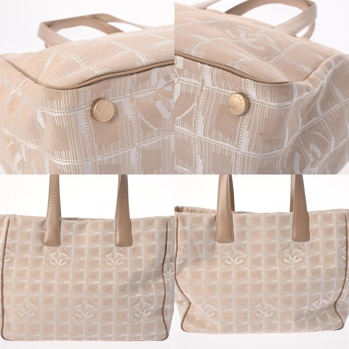 CHANEL New Travel Line Tote MM Beige A15991 Women's Nylon Handbag