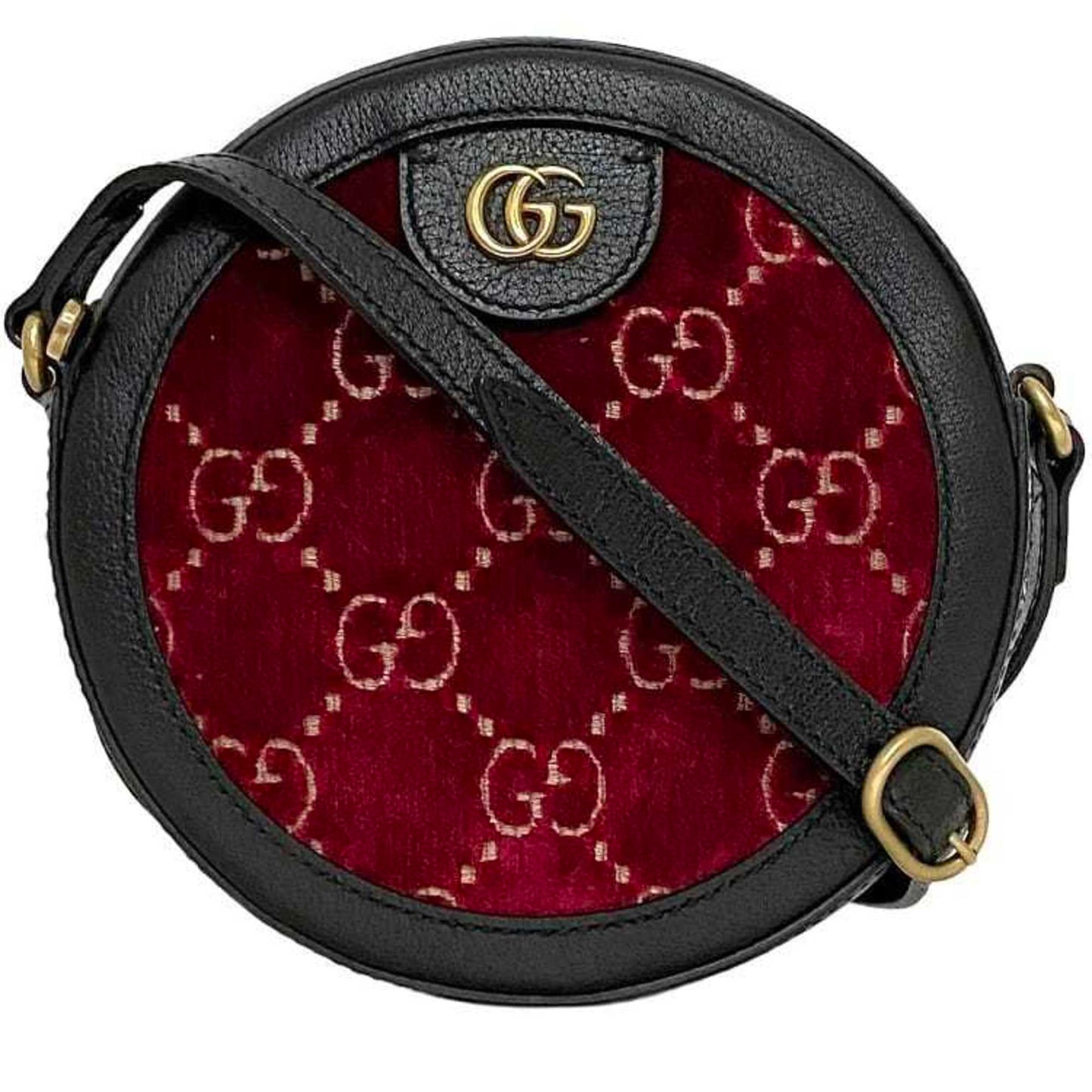 Gucci Black Red Color Velvet Leather Shoulder Bag ()