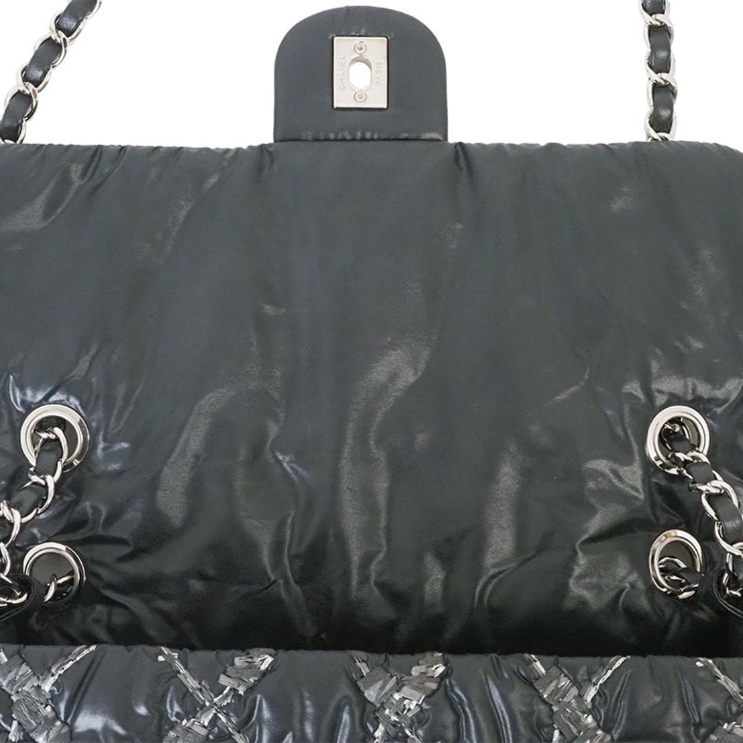Chanel Parisian Shoulder Matelasse Bag Black A50629 Women's Nylon Chain CHANEL