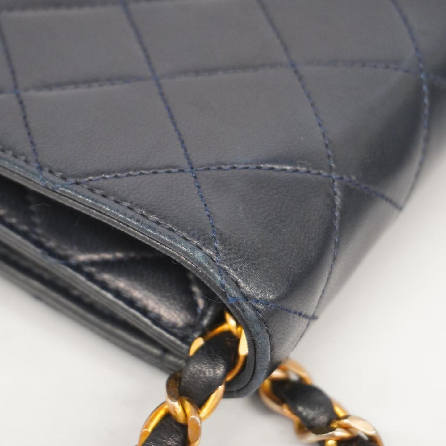 Chanel Shoulder Bag Matelasse Chain Lambskin Navy Women's