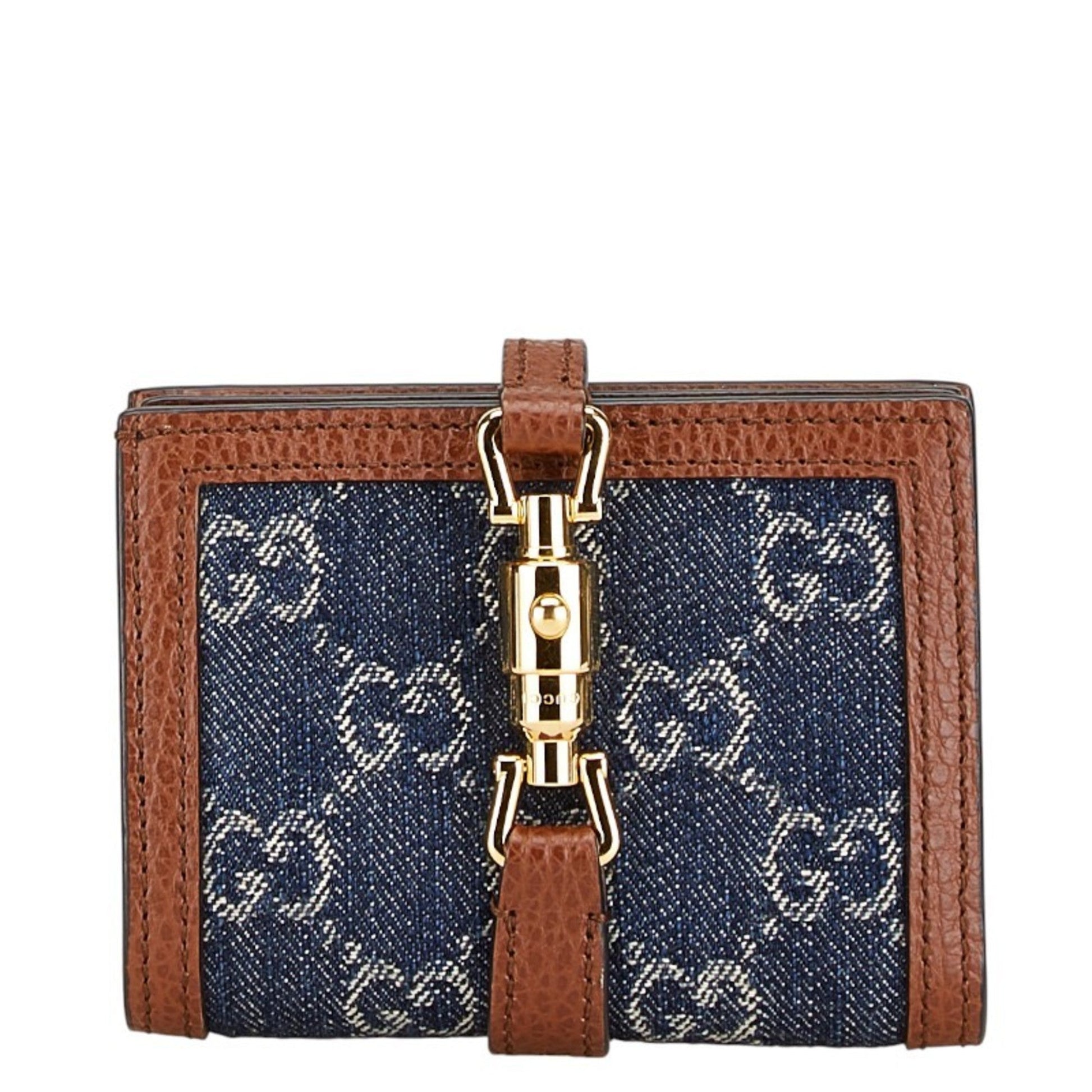 Gucci Brown Navy Denim Leather Wallet (Bi-Fold) ()