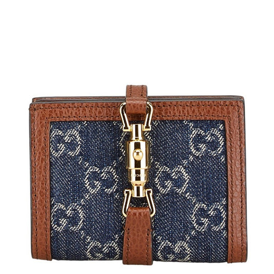 Gucci Brown Navy Denim Leather Wallet (Bi-Fold) ()
