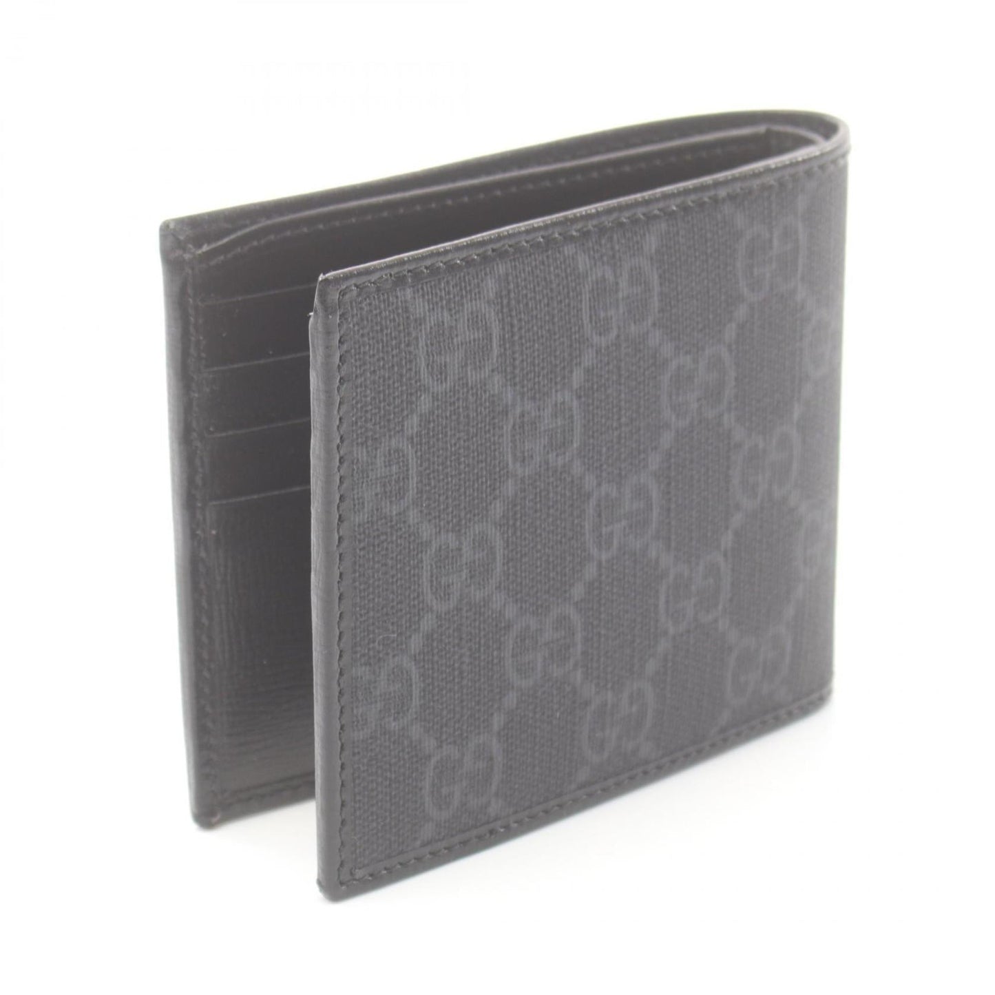 Gucci Black Gray Pvc Coated Canvas Leather Wallet (Bi-Fold)