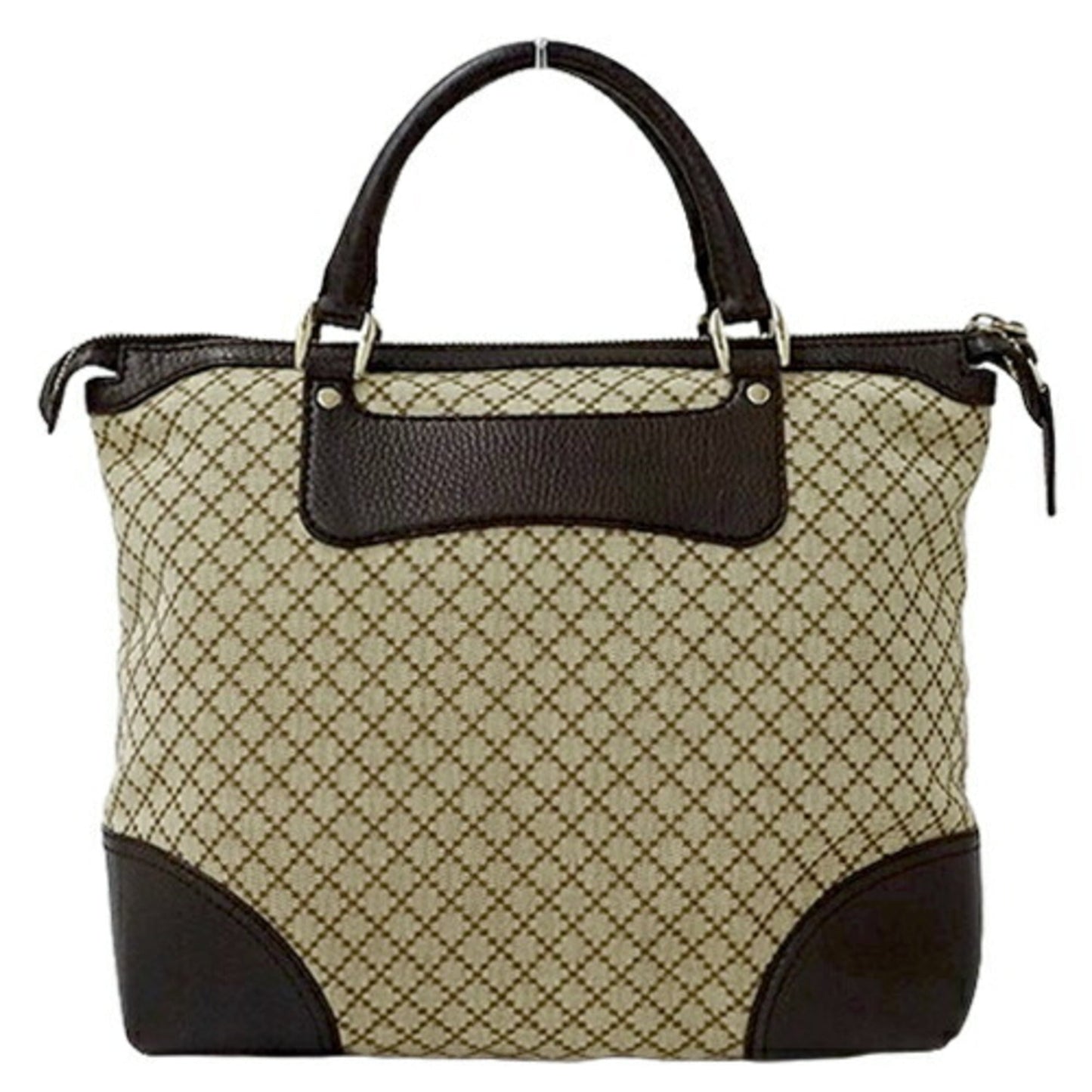 Gucci Diamante Beige Brown Canvas Handbag Tote Bag