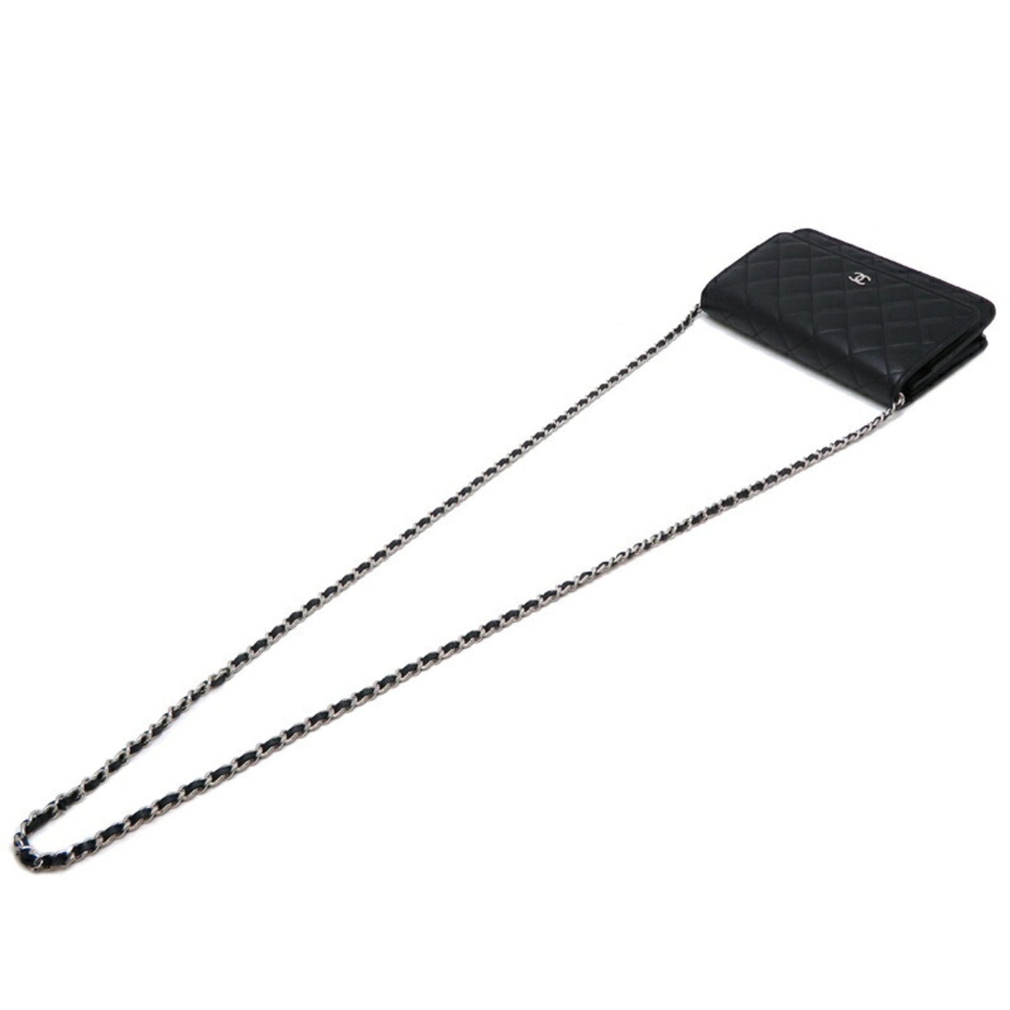 Chanel Seal Matelasse Chain Wallet Women's Shoulder Bag A33814 Lambskin Black