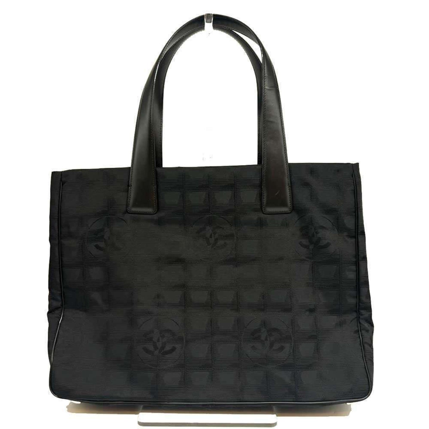 Chanel New Travel Line Tote MM Handbag Black Nylon CHANEL