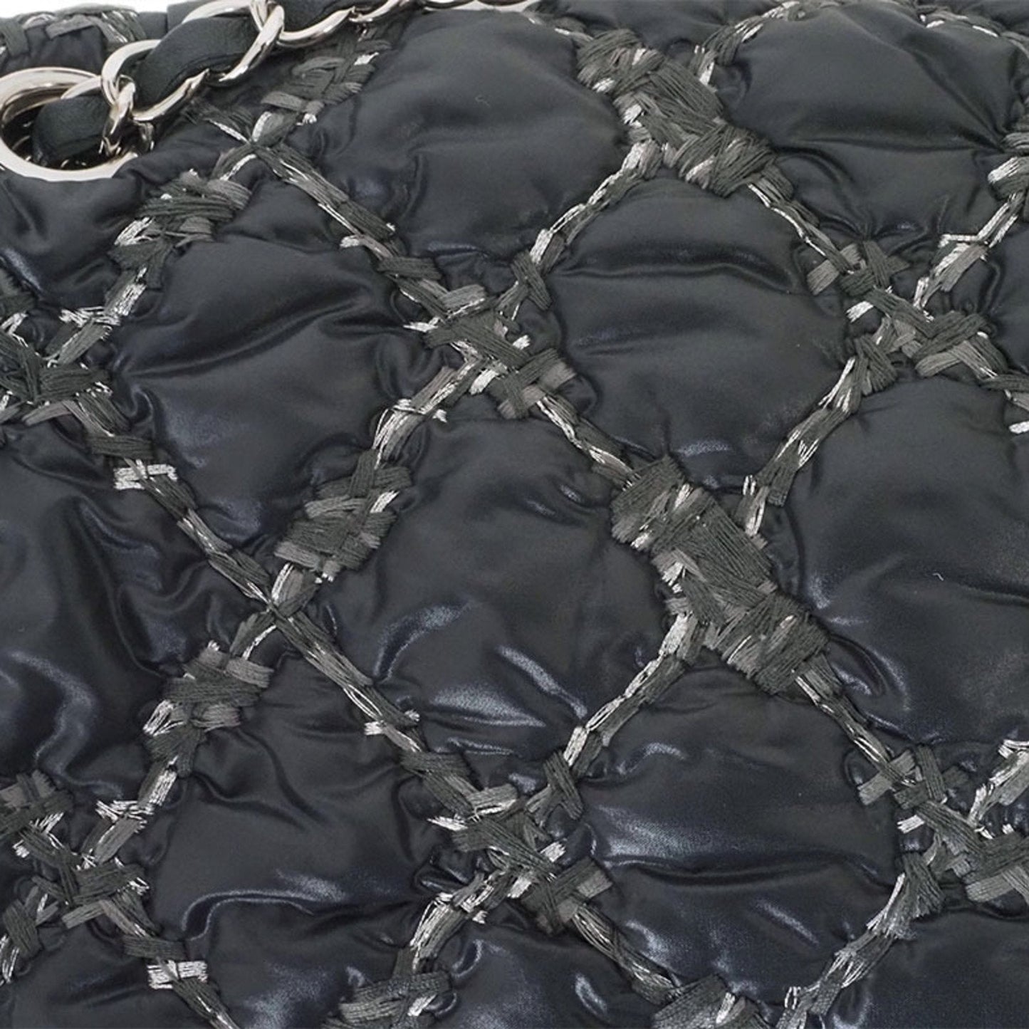 Chanel Parisian Shoulder Matelasse Bag Black A50629 Women's Nylon Chain CHANEL