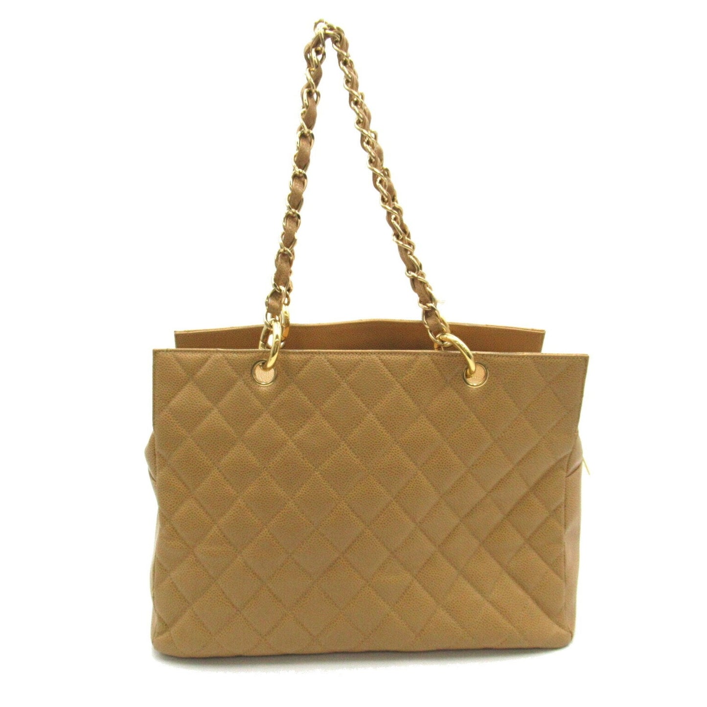 CHANEL Shoulder Tote Bag Caviar Skin (Grained Calf) Women's Beige A18004