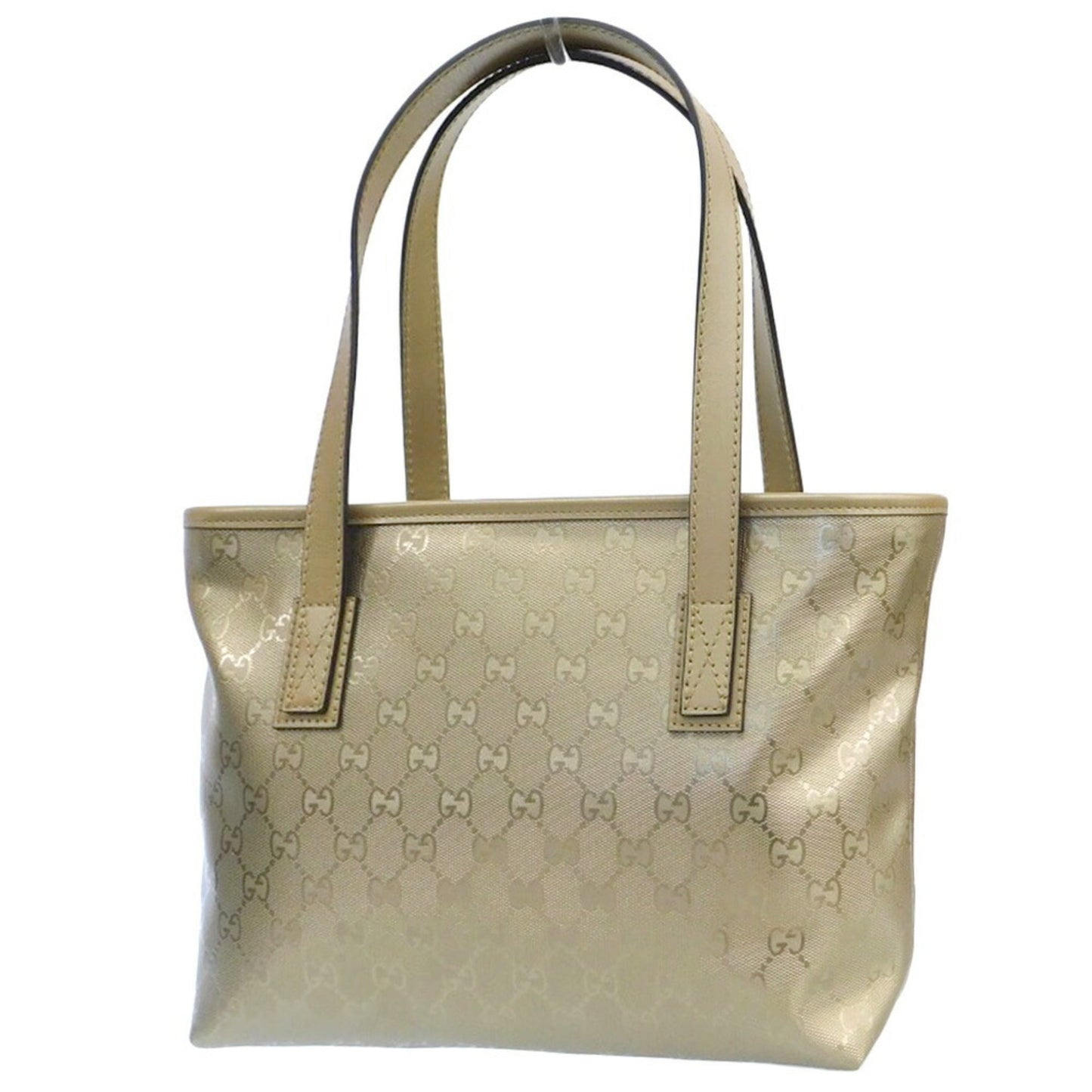 Gucci Gg Imprimé Gold Pvc Leather Handbag Tote Bag
