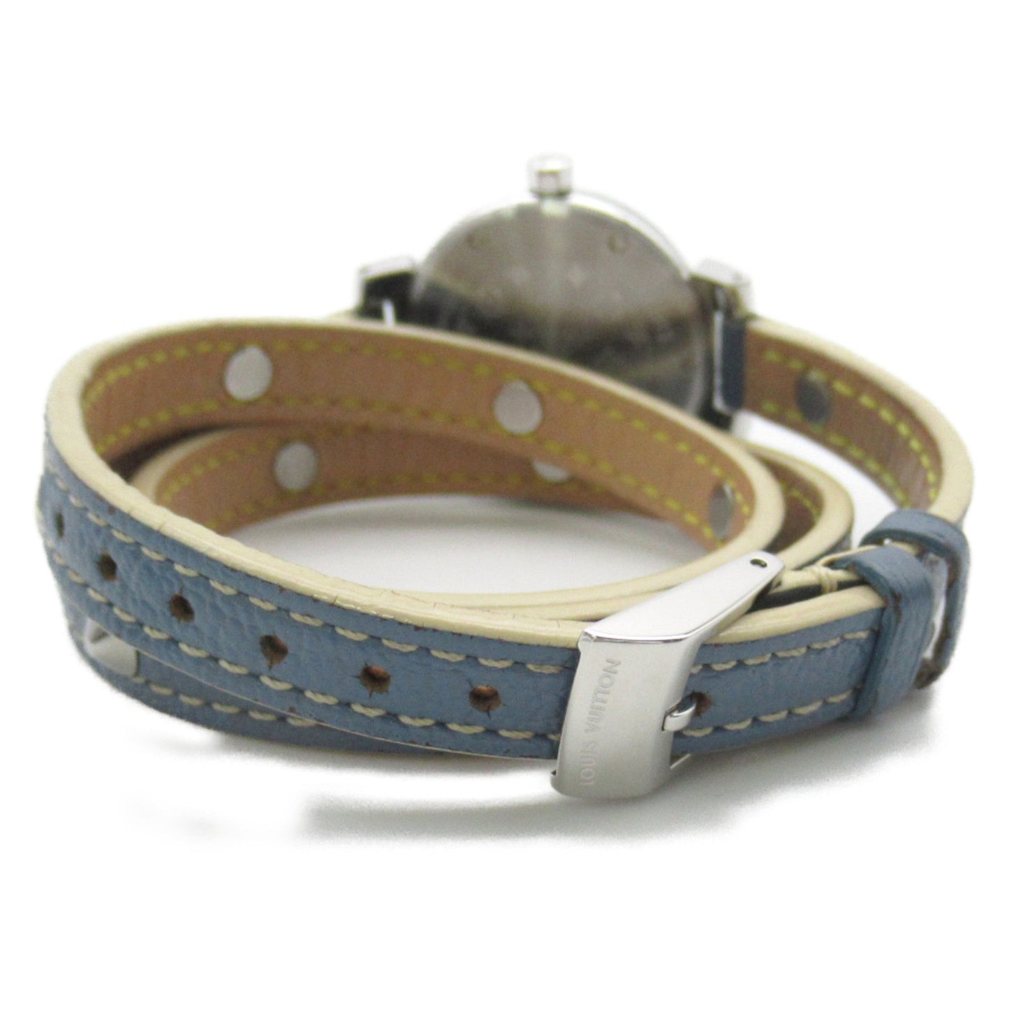 LOUIS VUITTON Tambour Wrist Watch Watch Wrist Watch Q121C Quartz White White shell Stainless Steel Leather belt Q121C