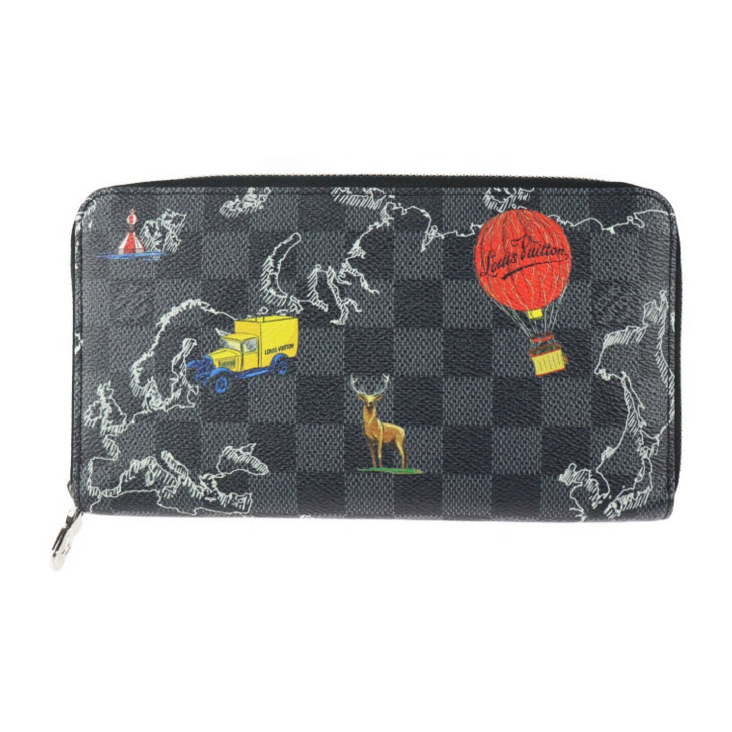 LOUIS VUITTON Zippy Organizer NM Long Wallet N40204 Damier Graphite Canvas Black x Gray Multicolor Silver Hardware Round Zipper Vuitton