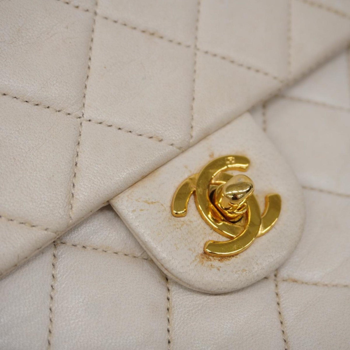 Chanel Shoulder Bag, Matelasse, Chain Shoulder, Lambskin, White, Women's