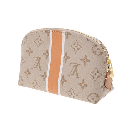 LOUIS VUITTON Monogram Pochette Tick Print Beige M23530 Unisex Canvas Pouch