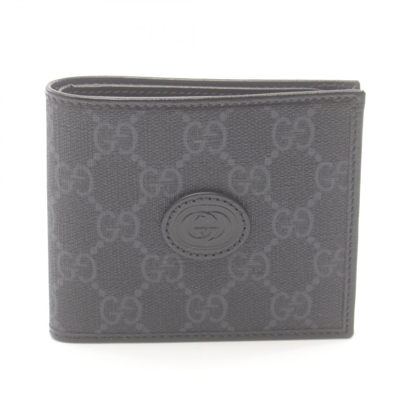Gucci Black Gray Pvc Coated Canvas Leather Wallet (Bi-Fold)