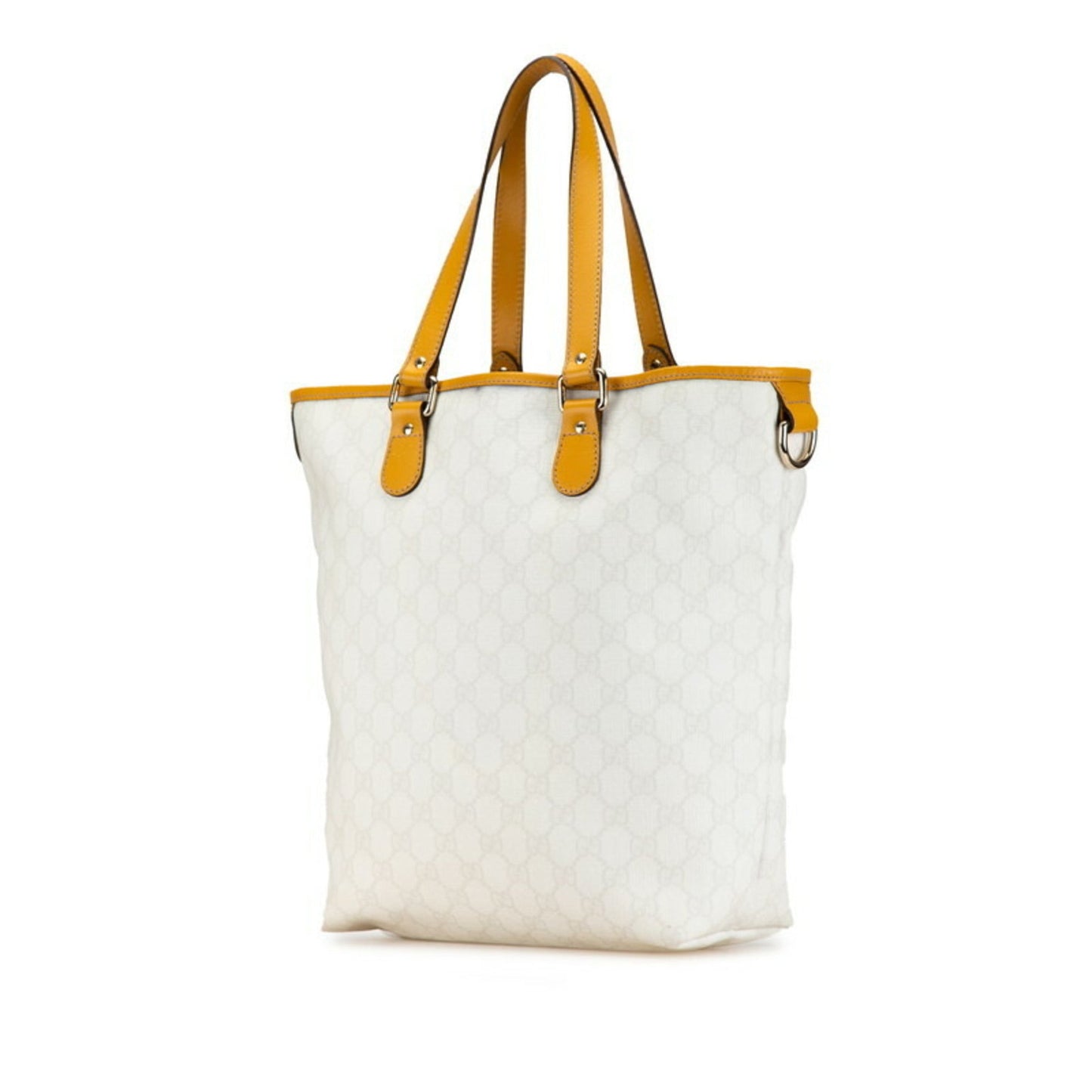 Gucci White Yellow Pvc Leather Tote Bag