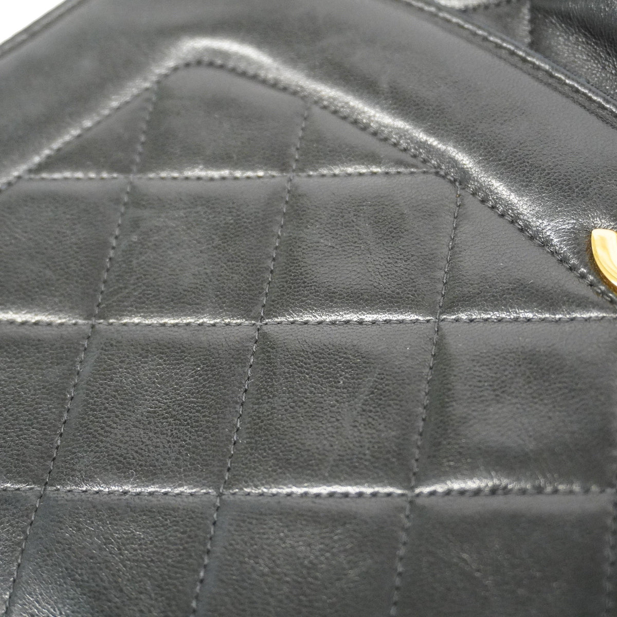 ChanelAuth  Matelasse Diana Flap Chain Shoulder Leather Shoulder Bag Black