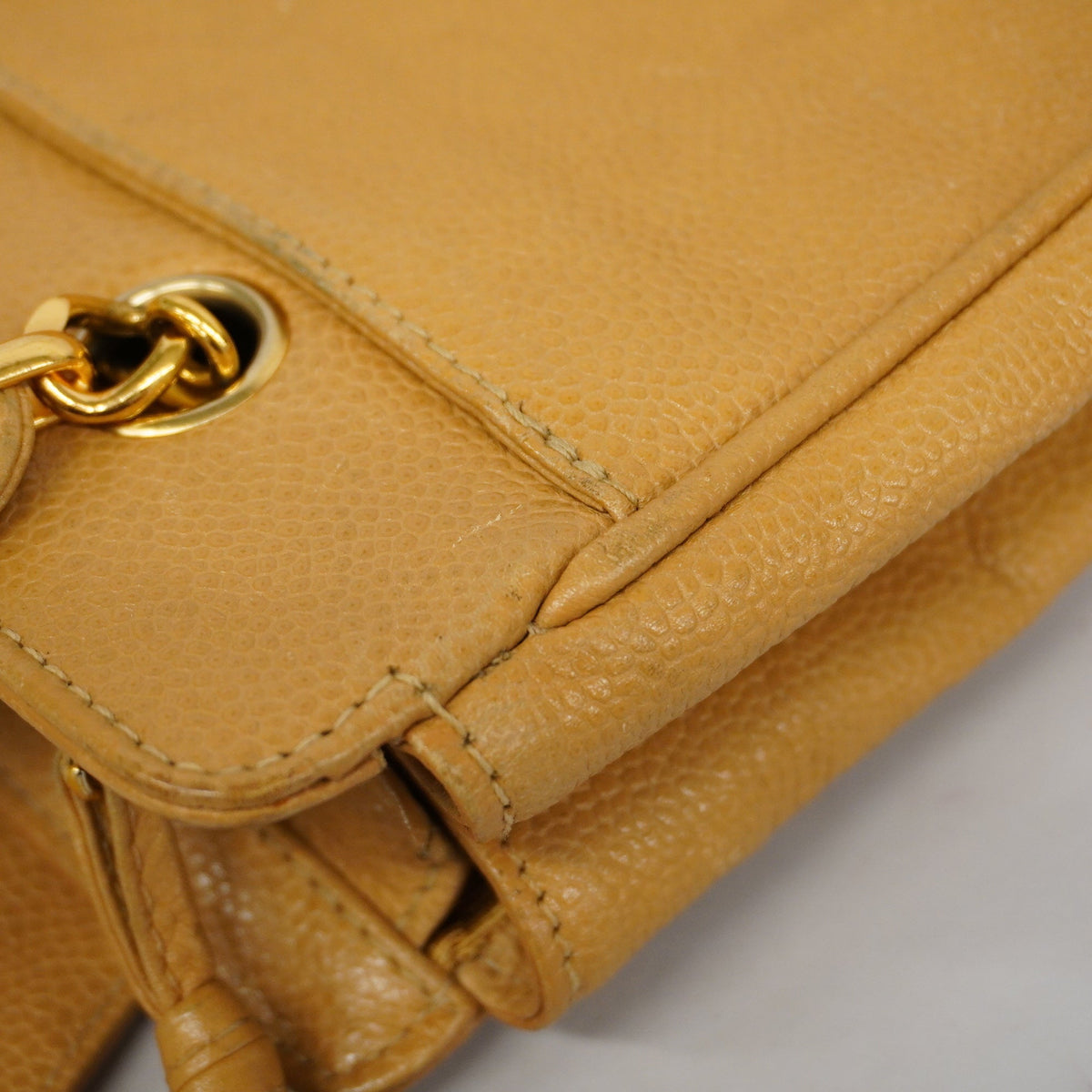 ChanelAuth  Triple Coco Women's Caviar Leather Shoulder Bag Beige