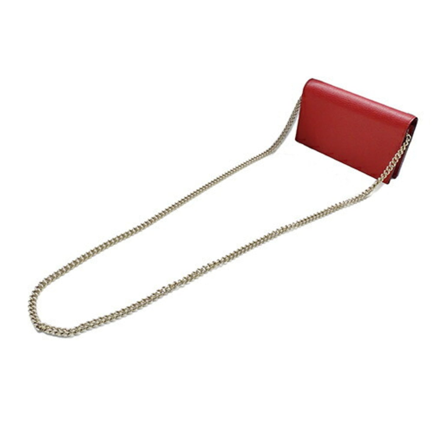 Gucci Red Color Leather Chain/Shoulder Wallet