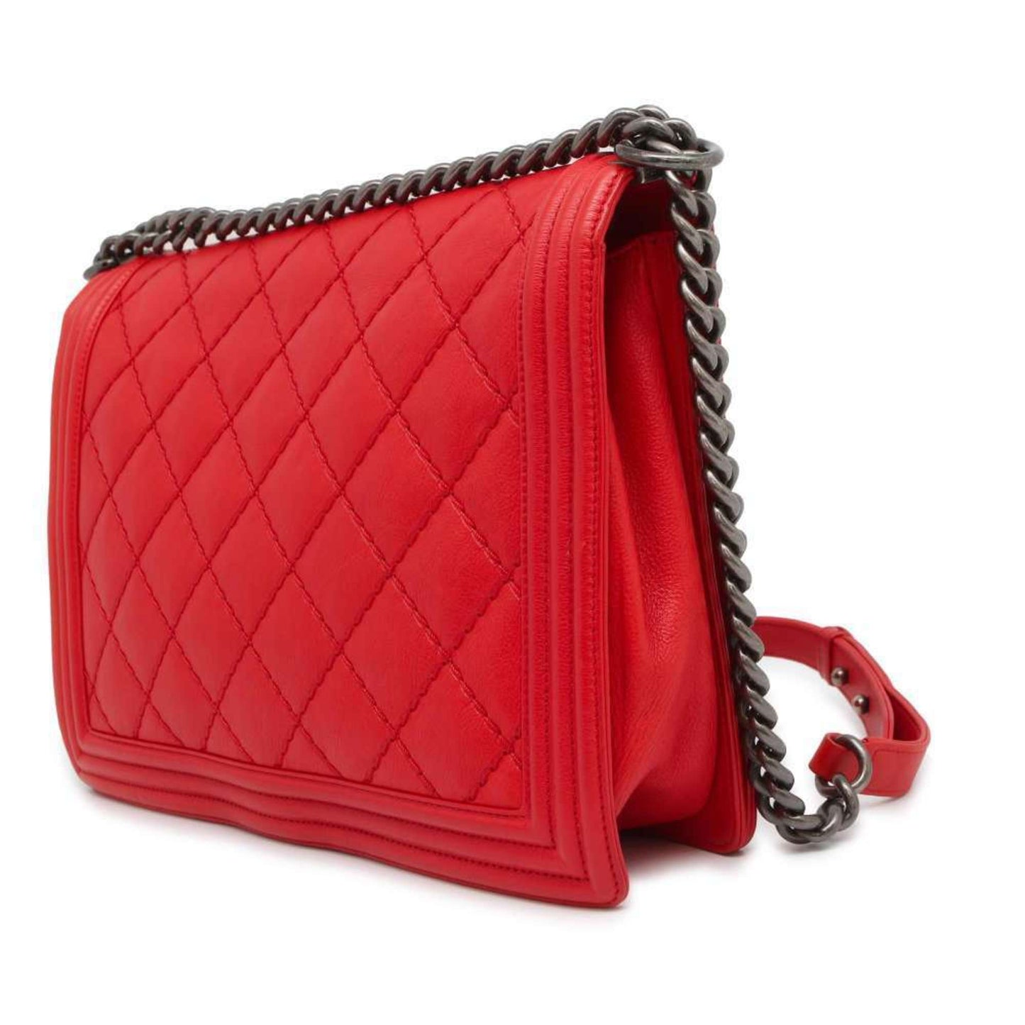 Chanel Chain Shoulder Bag Boy Coco Mark Lambskin CHANEL Red