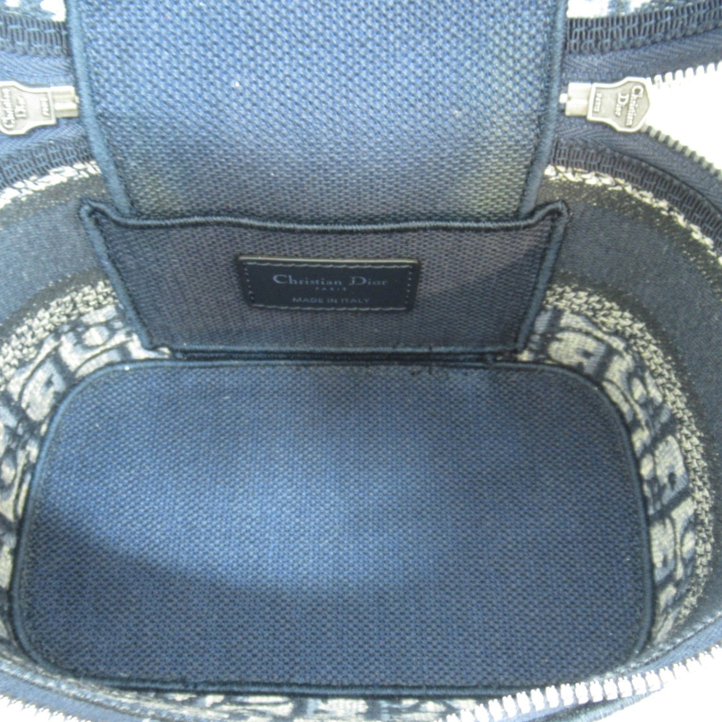 Dior 2way vanity bag Navy White canvas