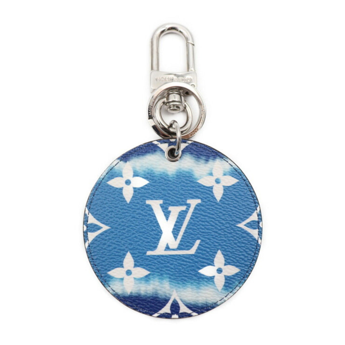 LOUIS VUITTON Portocre Illustre Keychain M69272 Leather Blue White Silver Metal Fittings Key Ring Bag Charm