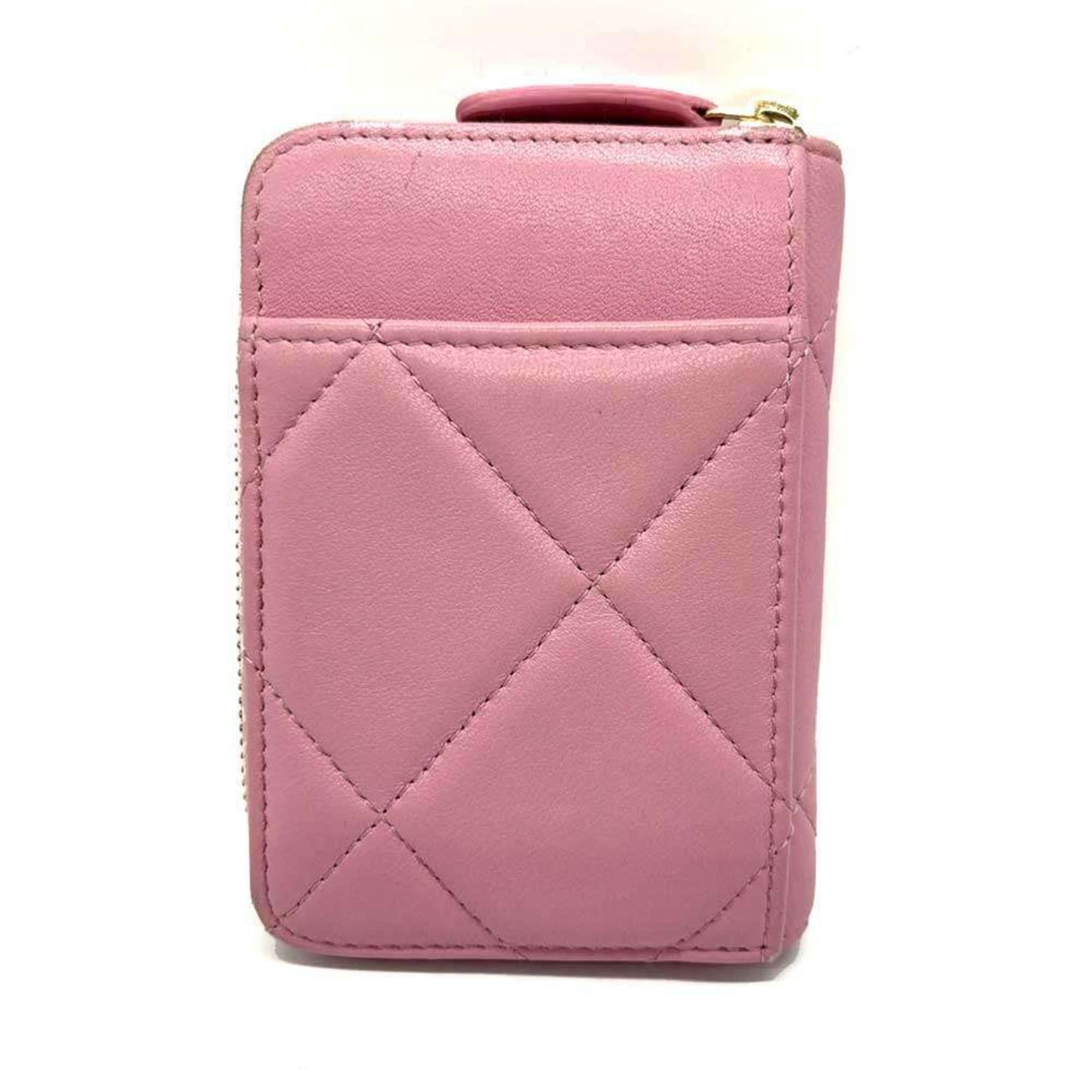 Chanel Matelasse Wallet/Coin Case Lambskin Pink Wallet Leather CHANEL